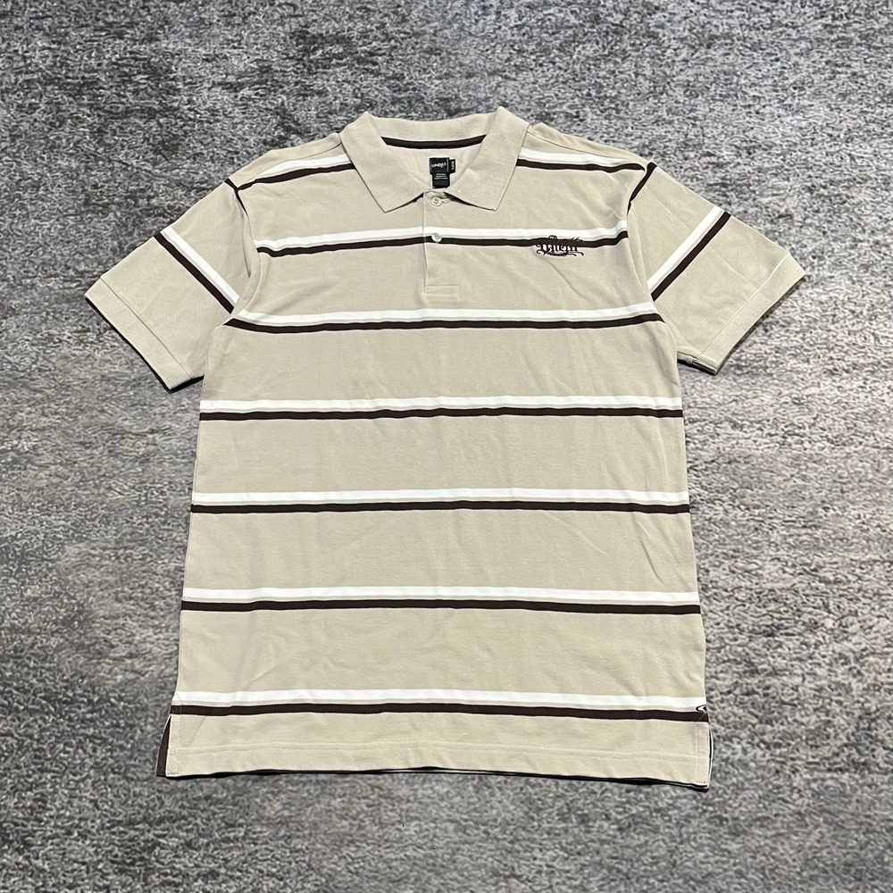 Vintage O'Neill Polo Shirt Mens‎ XL Beige Surf Skater Embroidered Logo Y2K